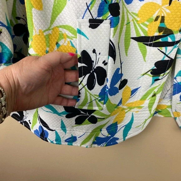 Floral Blazer with Blue and Yellow Accents - Picture 5 of 6